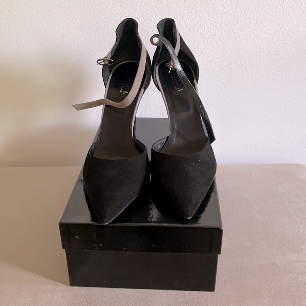 Black suede heels